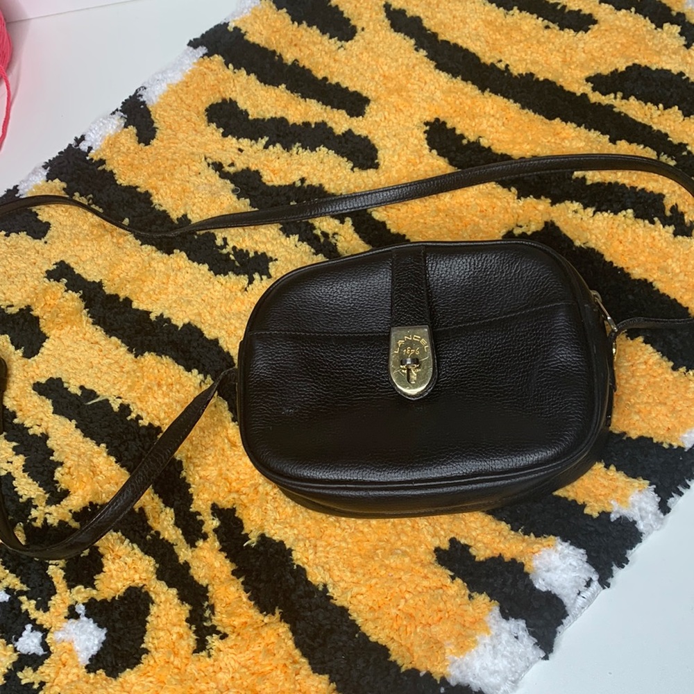 VINTAGE LANCEL 1876 - black leather crossbody bag